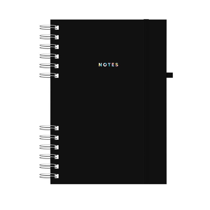 Astrobrights Hardcover Twin Wire Journal, 6-1/2 x 8-1/2 Inches, Ruled, Black Matte, 90 Sheets
