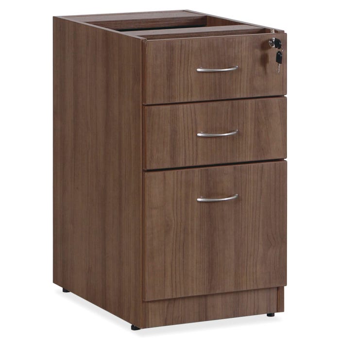 Lorell Essentials Walnut B/B/F Fixed Pedestal, Under D 2-DRW Pedestal, 15-1/2 x 21-7/8 x 28-1/2 Inches, Walnut