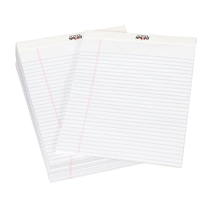 School Smart Legal Pad, 8-1/2 x 11-3/4 Inches, White, 50 Sheets, Pack of 12