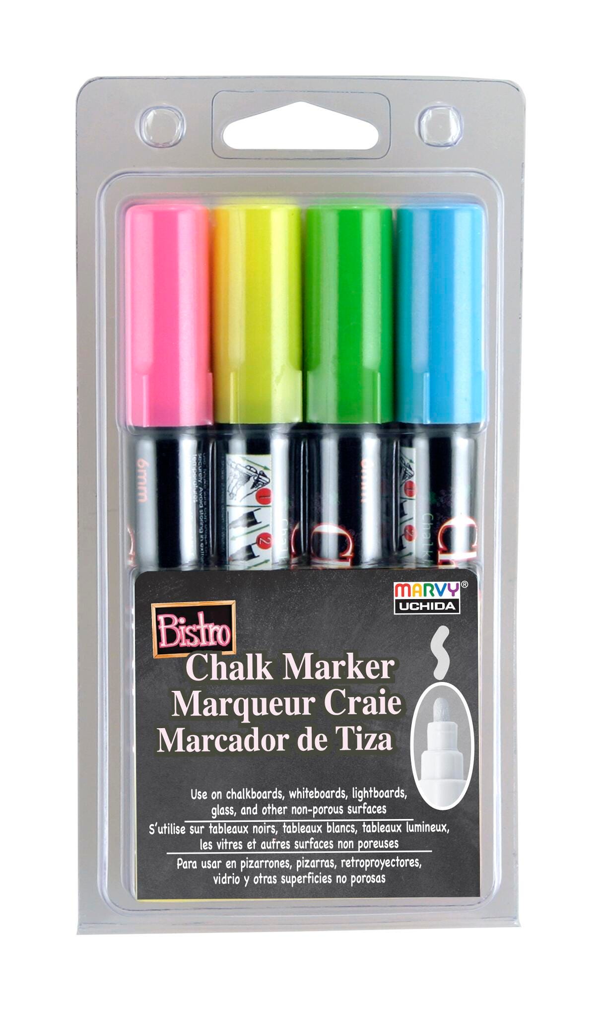 Marvy Bistro Chalk Marker Broad Tip, Assorted Colors, Set of 4 2132102