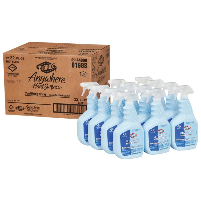 CloroxPro Hard Surface Sanitizing Spray, Clear, Case of 12