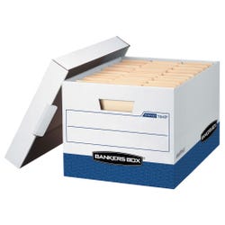 Bankers Box R-Kive File Storage Box, 12 x 15 x 10 Inches, White/Blue, Pack of 20, Item Number 2007734