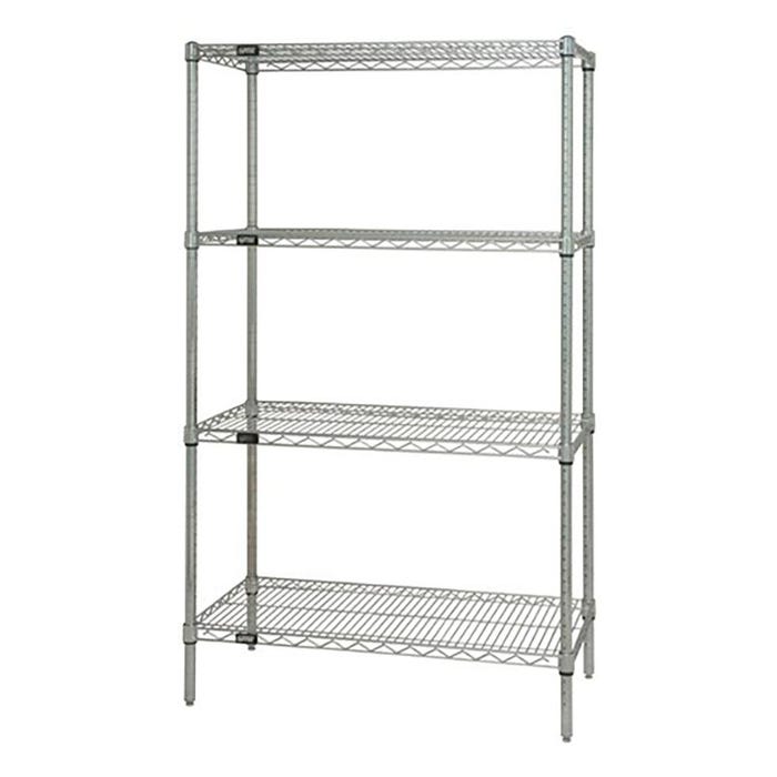 Quantum Starter Wire Shelving Unit, 36 W X 18 D X 74 H in, 800 lb, Chrome Plated, 4-Shelves