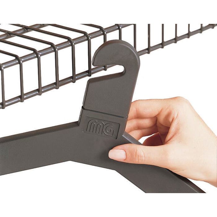 Magnuson Slotted Coat Hanger, Polystyrene, 17 x 3/4 x 9 Inches, Charcoal Gray, Pack of 6