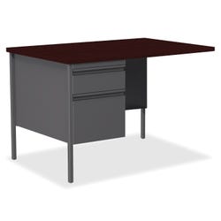 Lorell Mahogany Laminate Fortress Series, Left Pedestal Return, 42 x 24 x 29-1/2 Inches, Mahogany/Charcoal
