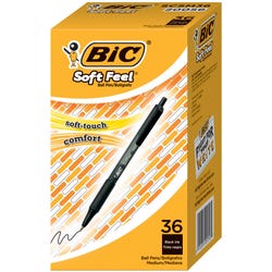 BIC Soft Feel Retractable Pen, 1.0 mm Medium Tip, Black, Pack of 36 1514319