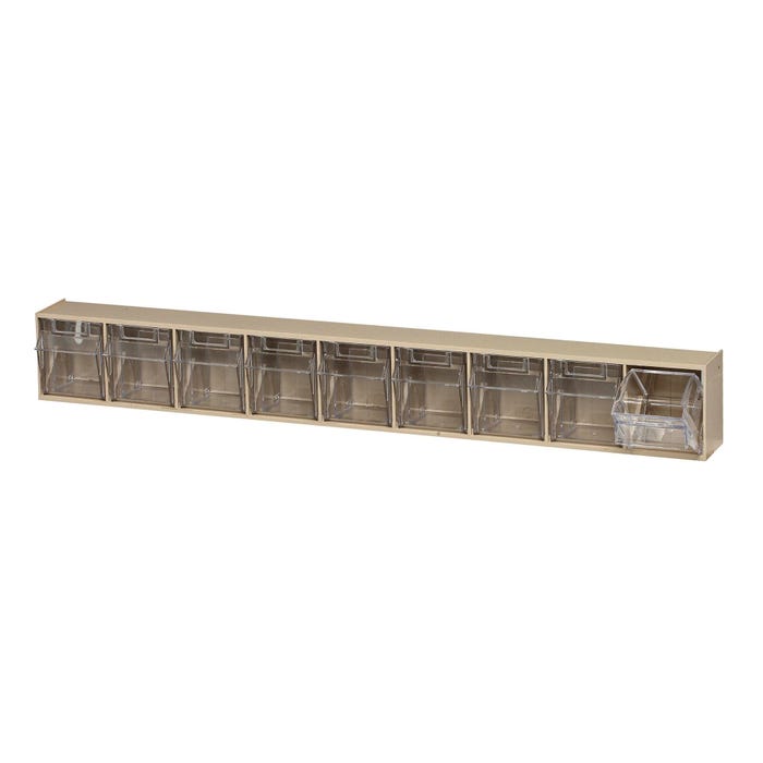 Quantum Clear Tip Out 9-Compartment Storage Bin, 2-1/2 x 23-5/8 x 3-1/8 Inches