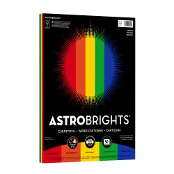 Astrobrights Colored Cardstock, 8-1/2 x 11 Inches, 65 lb/176 gsm, Primary 5-Color Assortment, 50 Sheets, Item Number 2090329