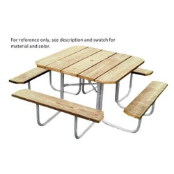 Ultra Site Square Heavy Duty Outdoor Picnic Table, 48 x 48 Inches Top, Redwood Stain Wood, Item Number 1364743