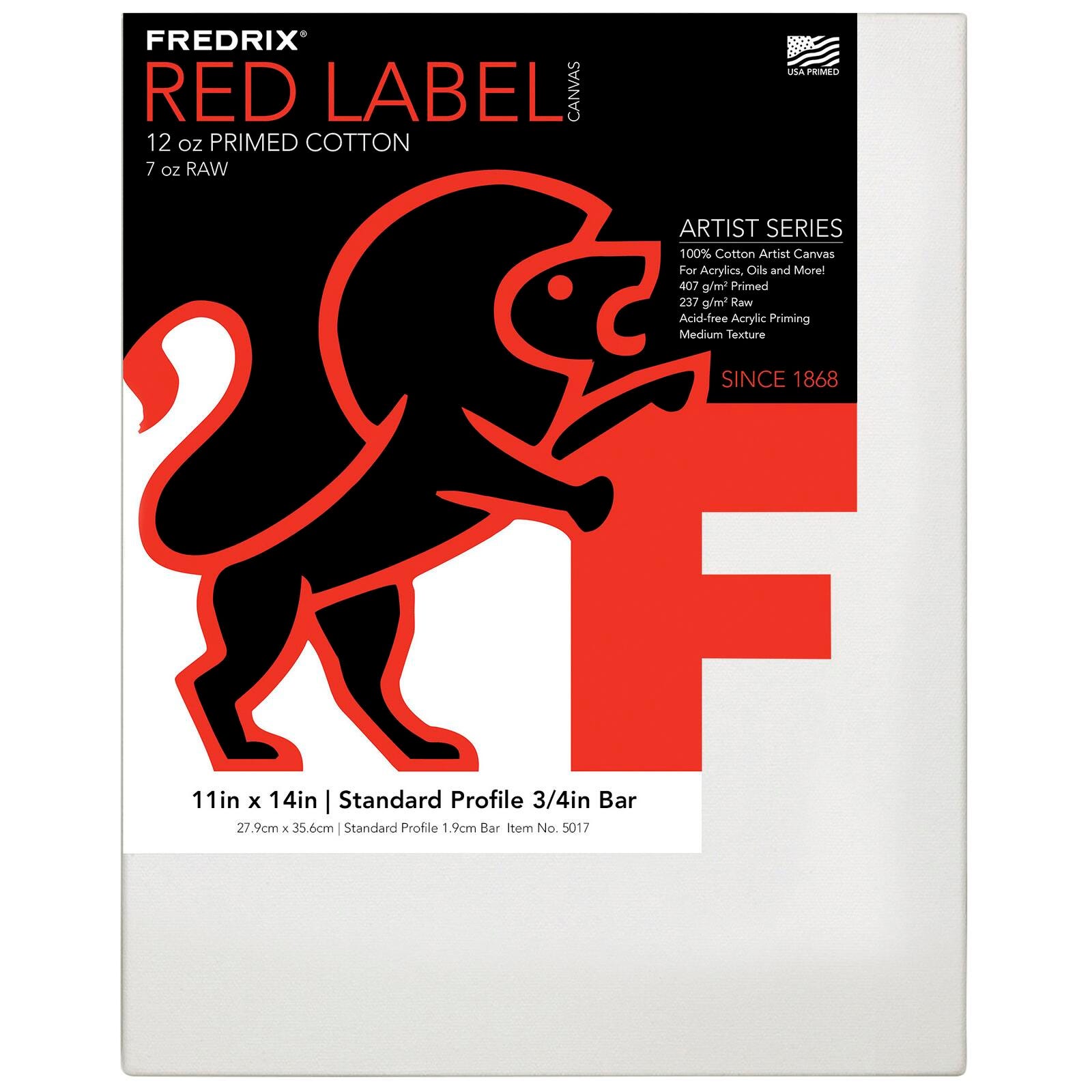Fredrix Red Label Artist Canvas, Standard Profile, 11 x 14 Inches, Item Number 2103488