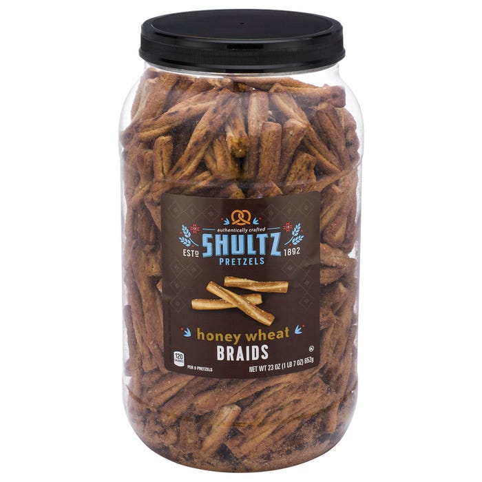 Office Snax Honey Wheat Braided Pretzels, 1-1/2 Pounds