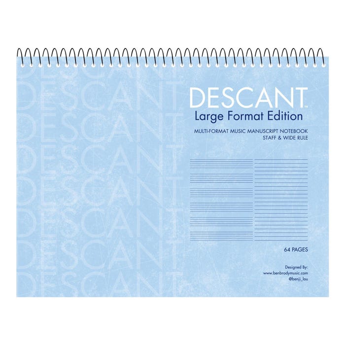 Roaring Spring Descant Multi-Format Music Book, 8-1/2 x 11 Inches, 32 Sheets, White