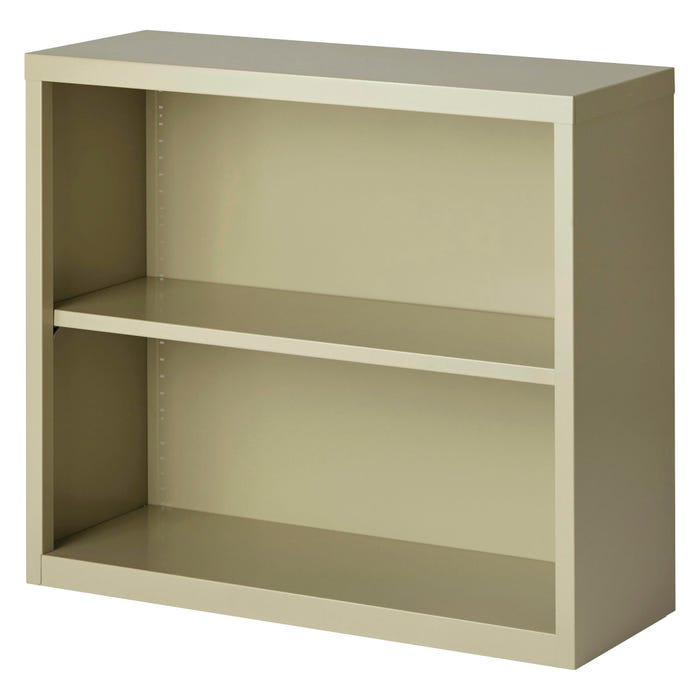 Lorell Fortress Series Putty Steel Bookcase, 2 Shelves, 34-1/2 x 13 x 30 Inches
