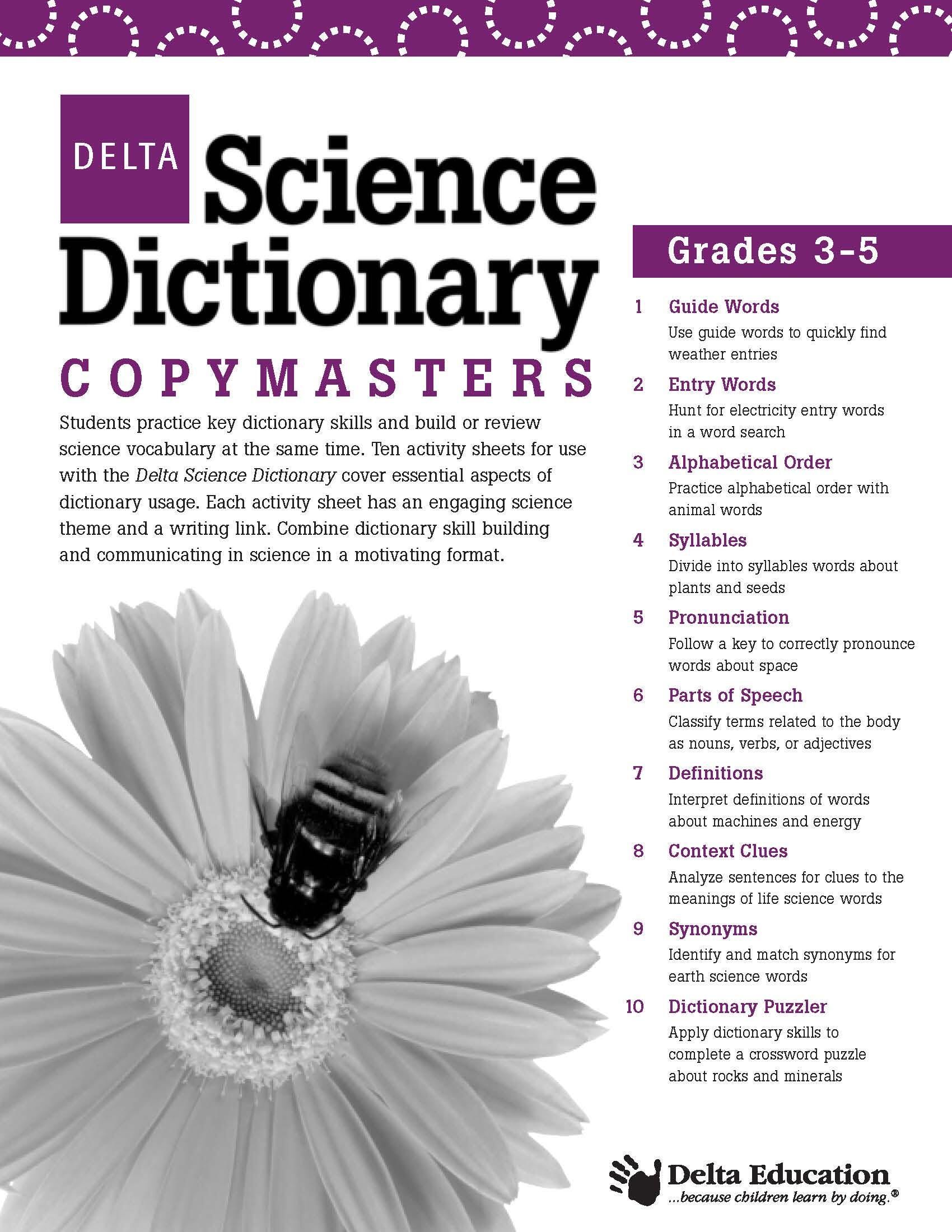 Delta Science Dictionary Copy Master Booklet, Grades 3-4, Item Number 201-7406