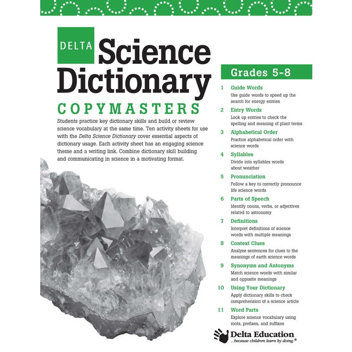 Delta Science Dictionary Copy Master Booklet, Grades 5-8