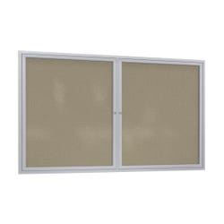 Ghent 2 Door Enclosed Vinyl Bulletin Board with Satin Frame, 3 x 4 feet, Caramel 1129854