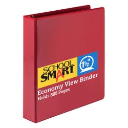 Image for School Smart Polypropylene Round Ring View Binder, 1-1/2 Inches, Red from School Specialty