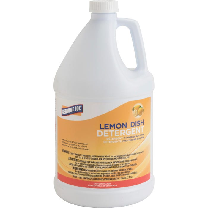 Genuine Joe Professional Strength Dishwashing Liquid, 1 gal, Lemon Scent, White