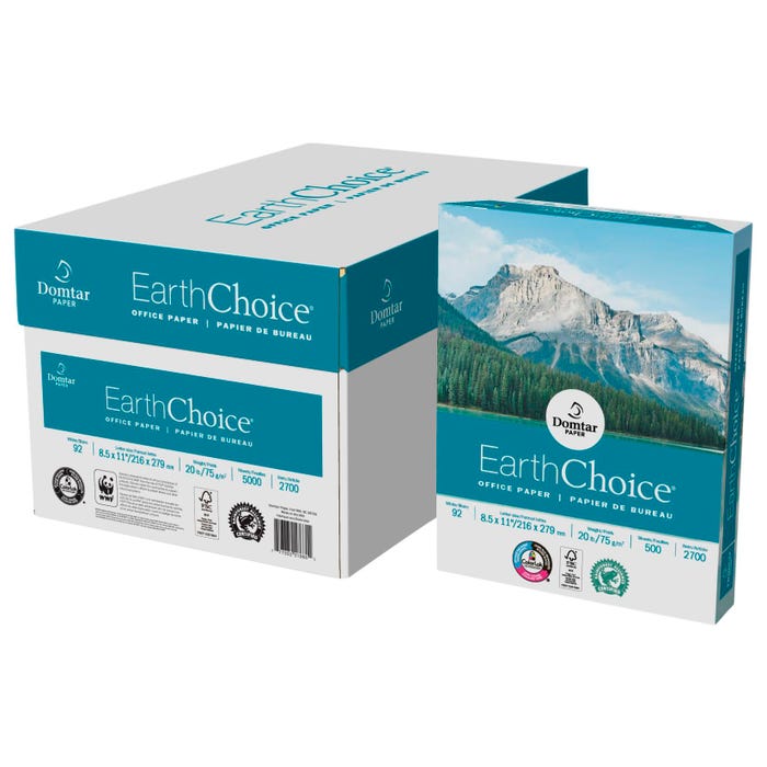 Domtar EarthChoice Copy Paper, 8-1/2 x 11 Inches, FSC Certified, White, 5000 Sheets