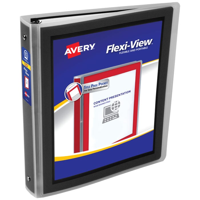 Avery Flexi-View Poly View Binder, 1-1/2 Inch, Round Ring, Black