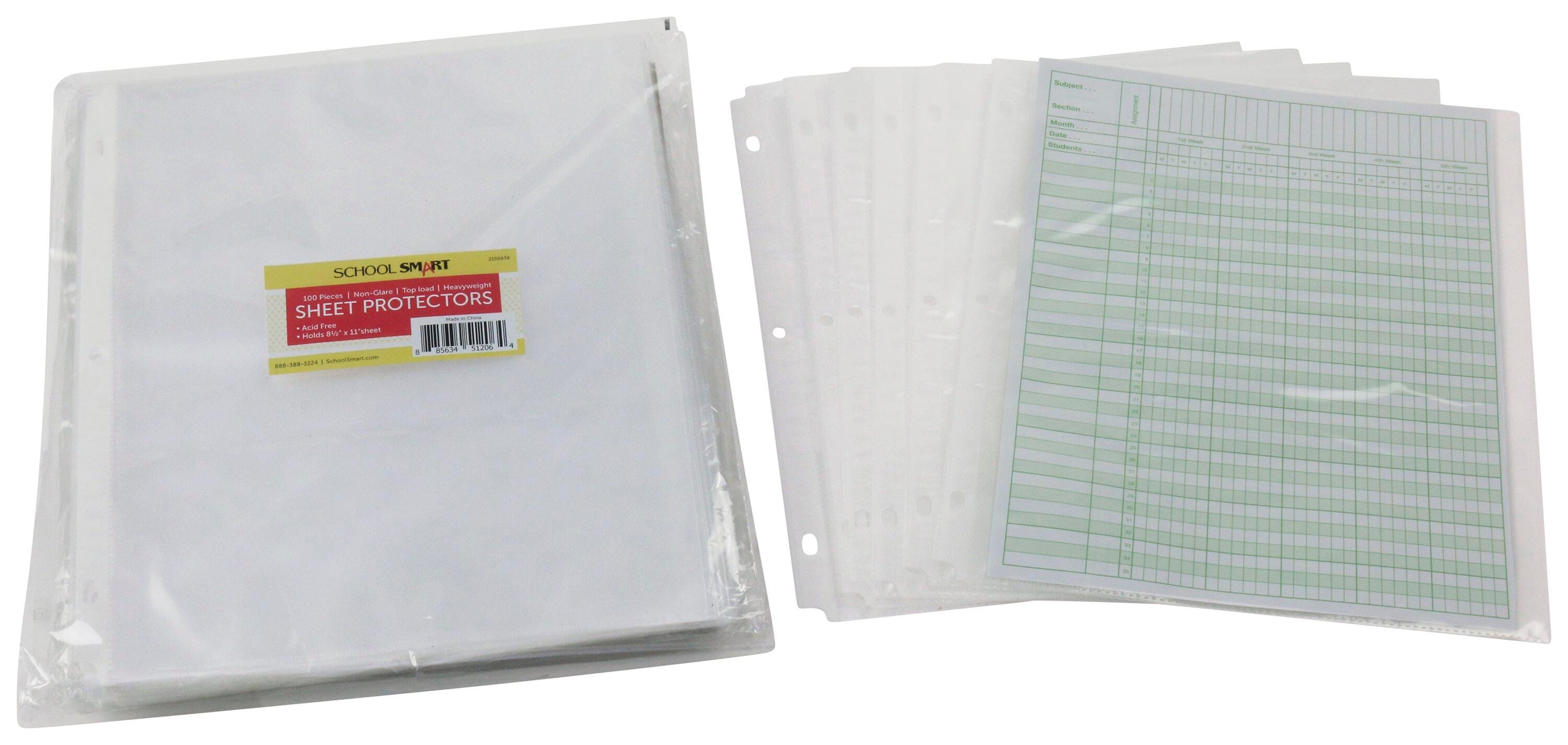 School Smart Heavy Duty Sheet Protectors, 8-1/2 x 11 Inches, Non-Glare, Pack of 100 2150838