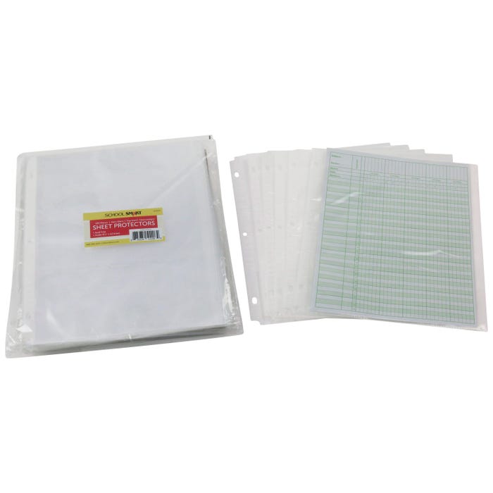 School Smart Heavy Duty Sheet Protectors, 8-1/2 x 11 Inches, Non-Glare, Pack of 100