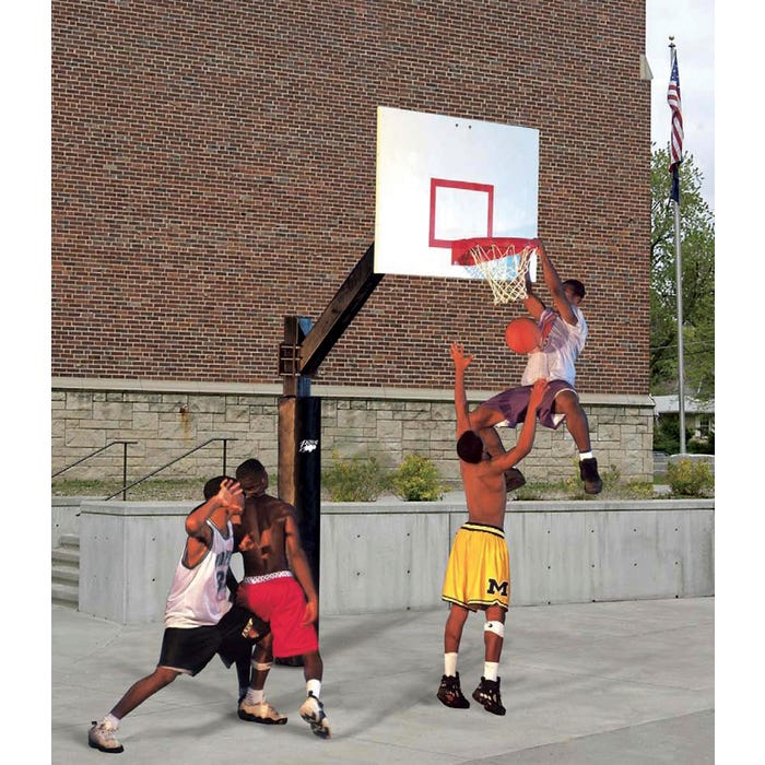 Bison Ultimate Outdoor Basketball System, 72 x 42 Inch Polycarbonate Backboard, 6 Inch Diameter Pole