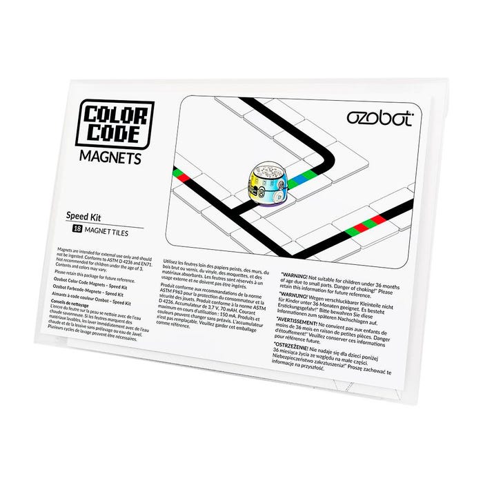 Ozobot Color Code Magnet Tiles Speed Kit, 18 Pieces