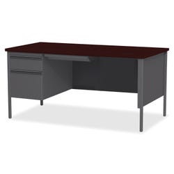 Lorell Mahogany Laminate Fortress Series, Left Pedestal Desk, 66 x 30 x 29-1/2 Inches, Mahogany/Charcoal
