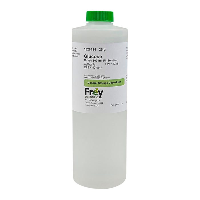 Frey Scientific Glucose Solution, 5%, Lab Grade, 500mL