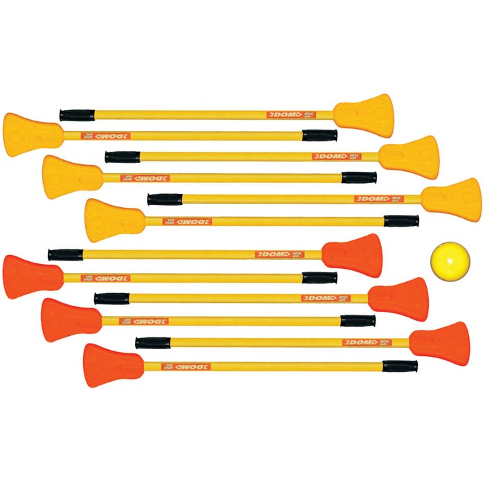 DOM Super-Safe Broomball Hockey Set, 37 inches, Includes 10 Sticks and 1 Ball