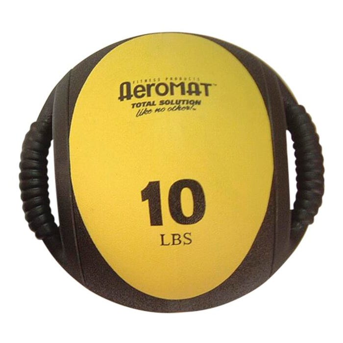 Aeromat Dual Grip Power Medicine Ball, 10 Pounds, Yellow and Black