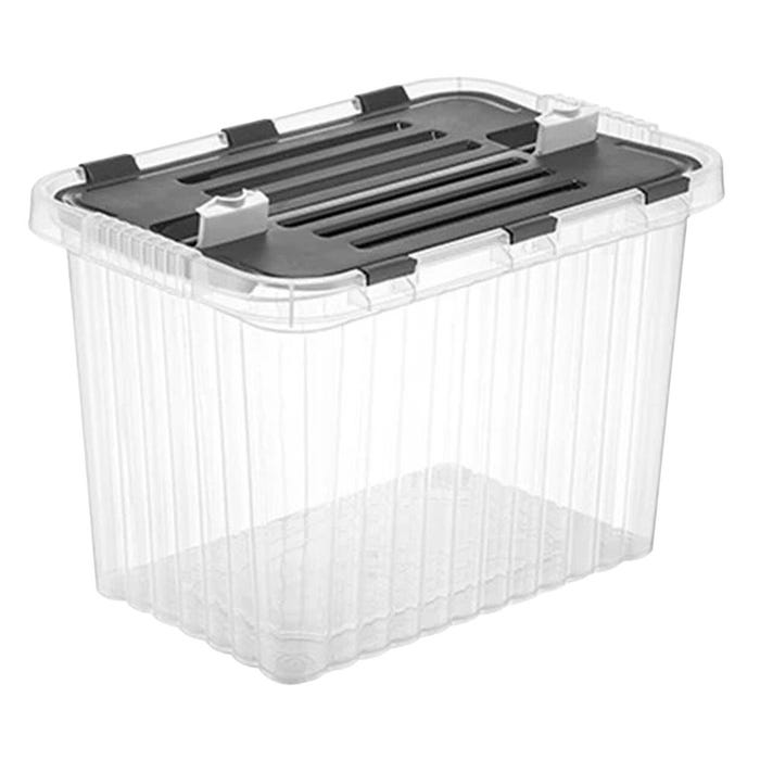 Superio Brand Hinged Lid Storage Bin, 54 Quart, 50 Liter, Clear