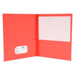 School Smart 2-Pocket Folders with Fasteners, Red, Pack of 25 084890