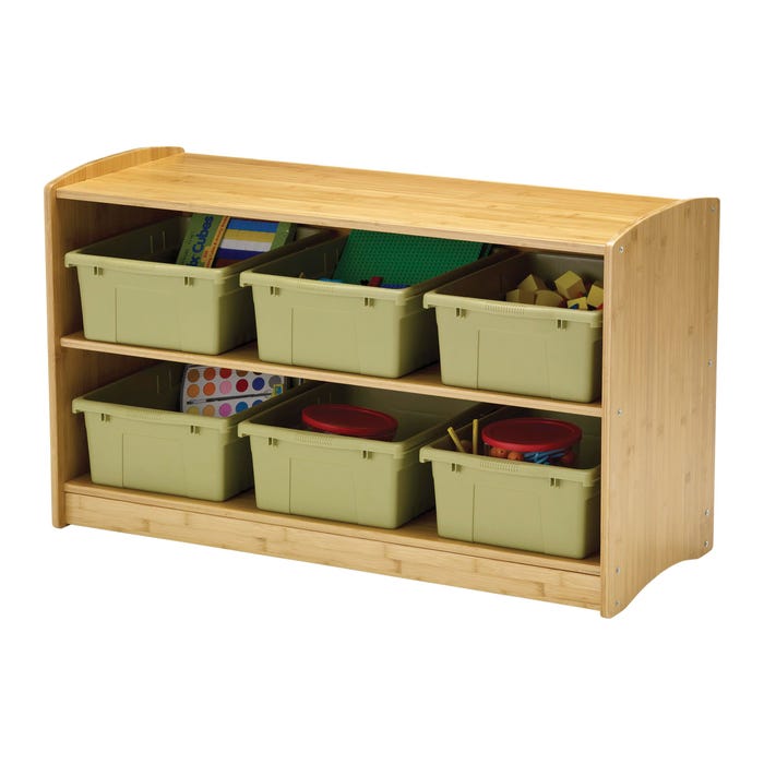 Copernicus Bamboo Shelving Unit, 40 x 16-1/2 x 24 Inches, Sage Tubs