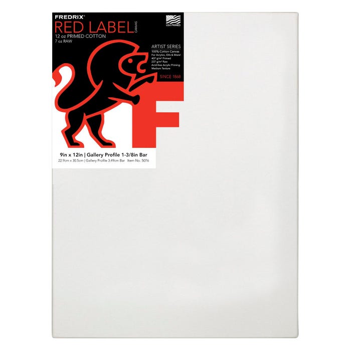 Fredrix Red Label Artist Canvas, Gallery Profile, 9 x 12 Inches, Each