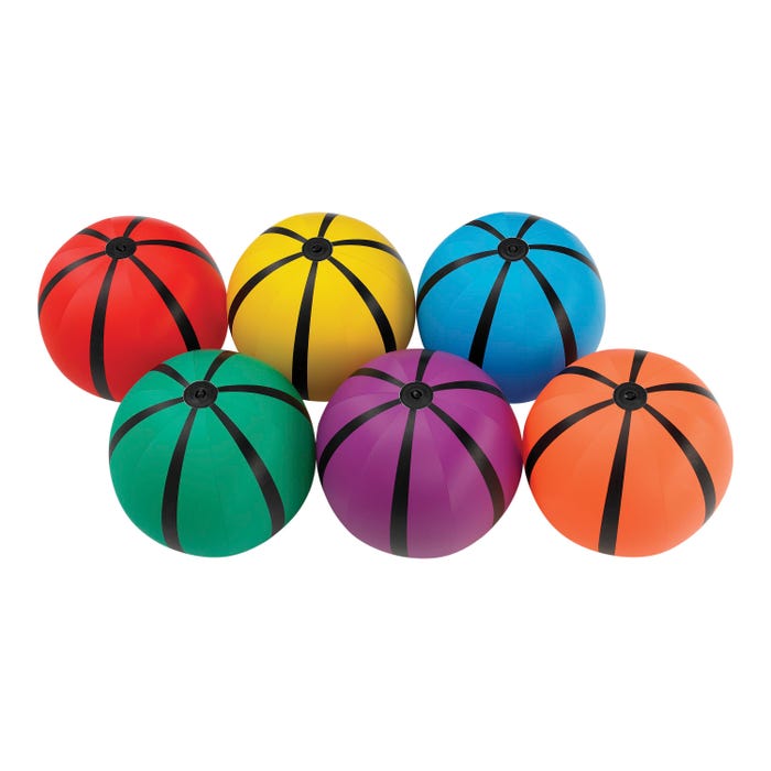 Sportime Heavy-Duty Beach Balls, 16 Inches, Assorted Colors, Set of 6