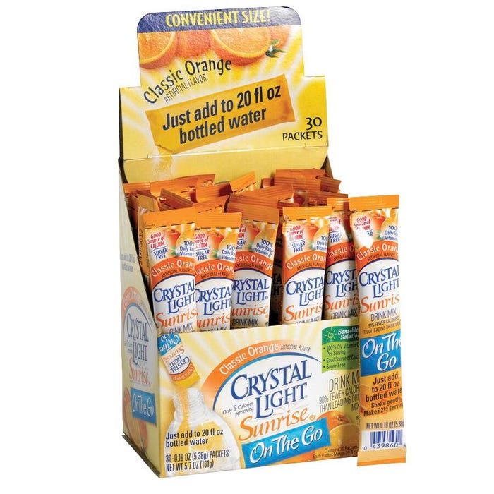 Crystal Light On-The-Go Classic Orange Mix Sticks, Pack of 30