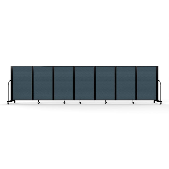 Screenflex Full Motion Room Divider, 7 Panels, 19 Feet 7 Inches, Black Trim