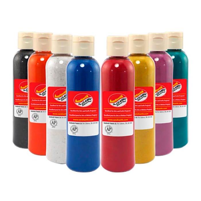 Sandtastik Scenic Art Sand Shaker Tops, 10 oz Bottle, Assorted Color, Set of 8