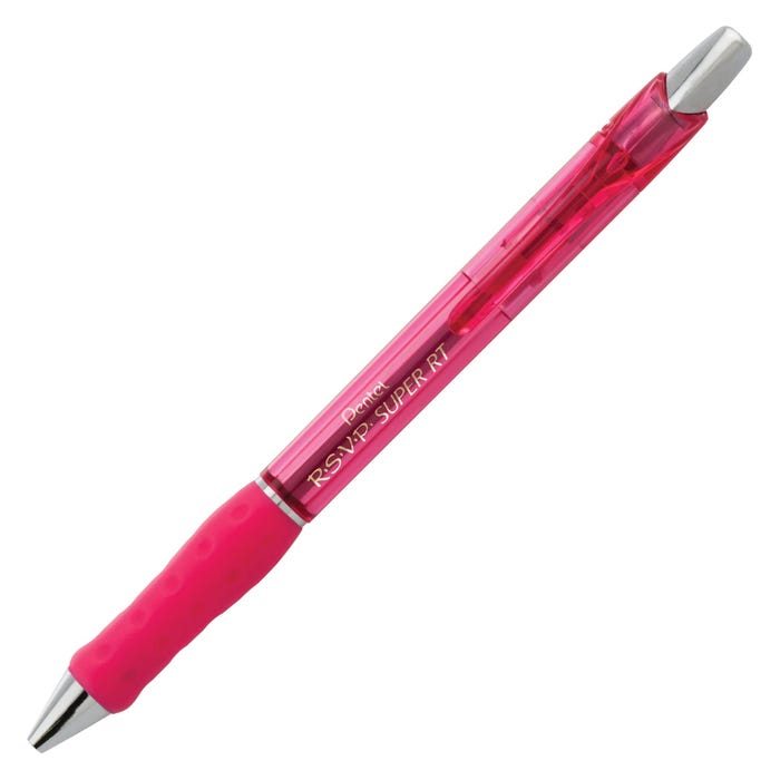 Pentel R.S.V.P. Super RT Ballpoint Pen, 0.7 mm Fine Line, Pink Ink, Pack of 12
