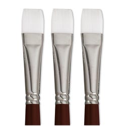 Image for Sax Optimum White Synthetic Taklon Paint Brushes Short, Flat, 1 Inch, Set of 3 from School Specialty