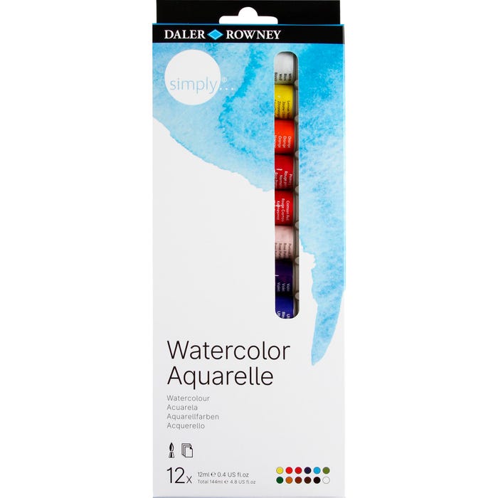 Daler-Rowney Simply Watercolor Tube Set, 0.4 Ounce, Set of 12