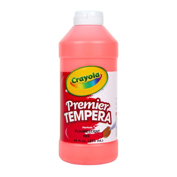 Crayola Premier Tempera Paint, 1 Pint Bottle, Fluorescent Red