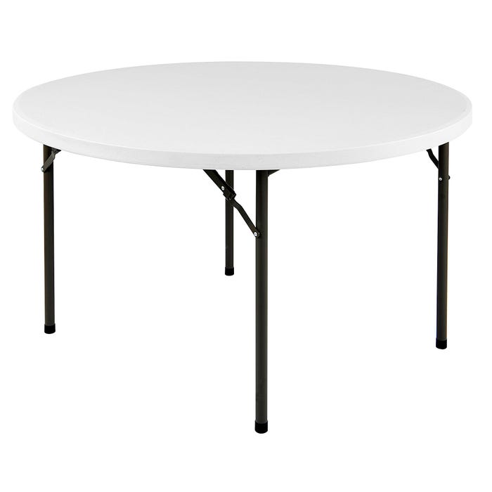 Iceberg IndestrucTable TOO Folding Table, Round, 48 x 29 Inches, Platinum Top, Gray Frame