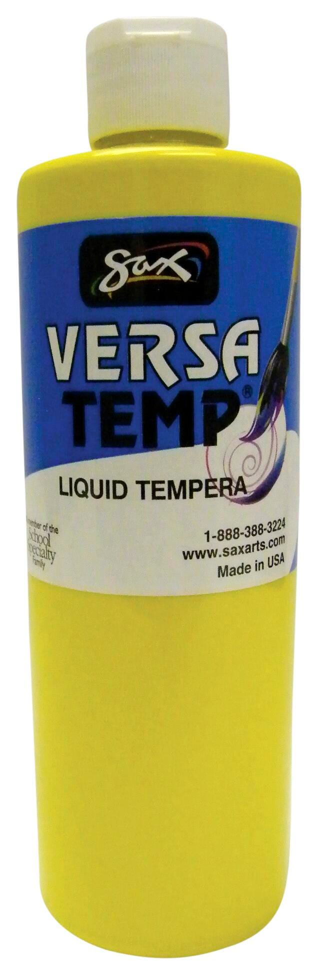 Sax Versatemp Heavy-Bodied Tempera Paint, 1 Pint, Primary Yellow Item Number 1440696