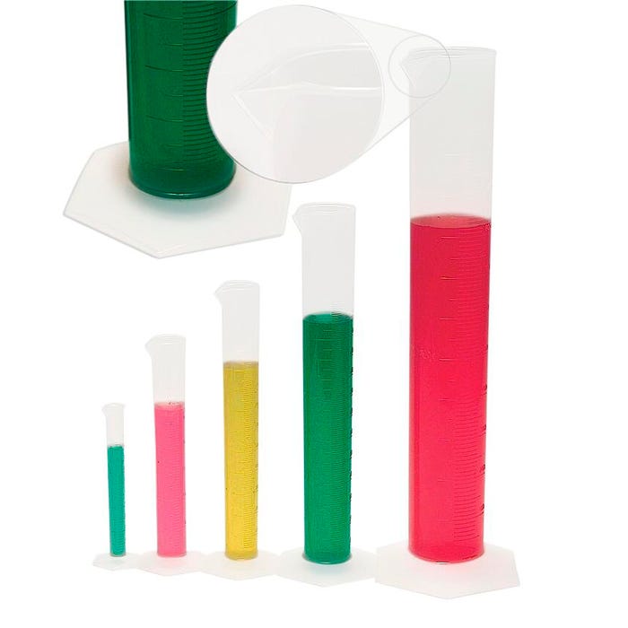United Scientific Graduated Cylinders, Hex Base, Polypropylene, 2000 Milliliters, Pack of 2