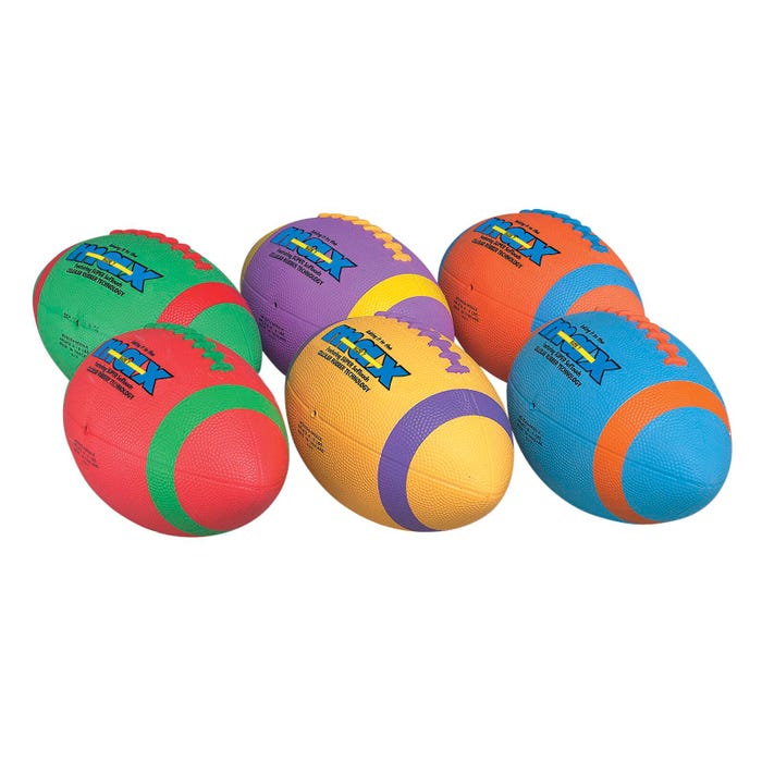 Sportime Max Footballs, Youth/Intermediate, Size 7, Assorted Colors, Set of 6