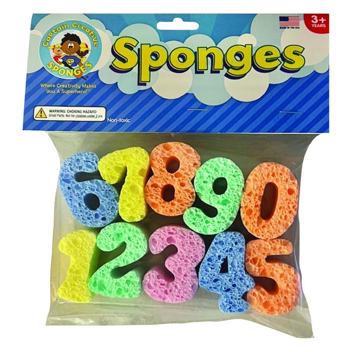 Captain Creative Mini Super Sponges Numbers Pack, 2 Inches, Set of 10