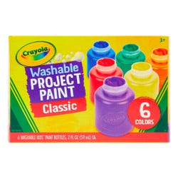 Crayola Washable Project Paints, 2 Ounce Bottles, Assorted Classic Colors, Set of 6 1381523